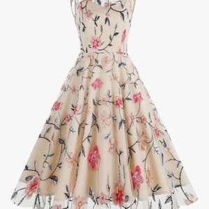 Chic Floral Embroidered Midi Dress